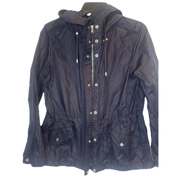 Talbots Women’s Navy Blue Full Zip Up Hooded Lightweight Jacket Sz Petite 10 - Picture 3 of 12